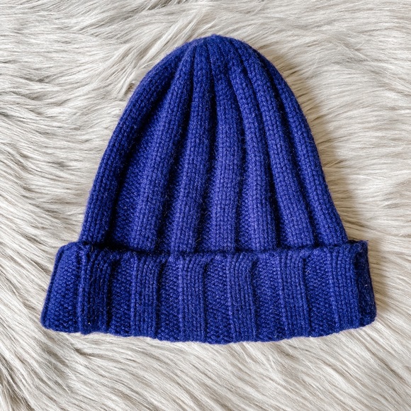 J. Crew Accessories - J. Crew cashmere ribbed royal blue beanie